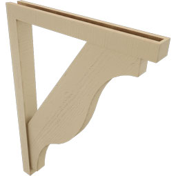 Ekena Millwork - BKTUR0352X30X42FST05RCPR - Timberthane Faux Wood Funston Style Bracket w/ Offset Brace, Block Ends, 3 1/2"W x 30"D x 42"H, Primed Tan