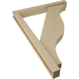 Ekena Millwork - BKTUR0352X30X42FST05RCPR - Timberthane Faux Wood Funston Style Bracket w/ Offset Brace, Block Ends, 3 1/2"W x 30"D x 42"H, Primed Tan