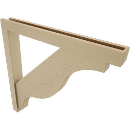 Ekena Millwork - BKTUR0352X32X32FST05RCPR - Timberthane Faux Wood Funston Style Bracket w/ Offset Brace, Block Ends, 3 1/2"W x 32"D x 32"H, Primed Tan