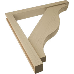 Ekena Millwork - BKTUR0352X32X32FST05RCPR - Timberthane Faux Wood Funston Style Bracket w/ Offset Brace, Block Ends, 3 1/2"W x 32"D x 32"H, Primed Tan