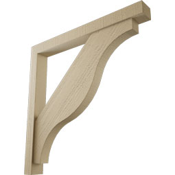 Ekena Millwork - BKTUR0352X32X32FST05RCPR - Timberthane Faux Wood Funston Style Bracket w/ Offset Brace, Block Ends, 3 1/2"W x 32"D x 32"H, Primed Tan