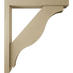 Ekena Millwork - BKTUR0352X32X36FST05RCPR - Timberthane Faux Wood Funston Style Bracket w/ Offset Brace, Block Ends, 3 1/2"W x 32"D x 36"H, Primed Tan