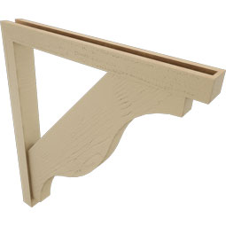 Ekena Millwork - BKTUR0352X32X36FST05RCPR - Timberthane Faux Wood Funston Style Bracket w/ Offset Brace, Block Ends, 3 1/2"W x 32"D x 36"H, Primed Tan