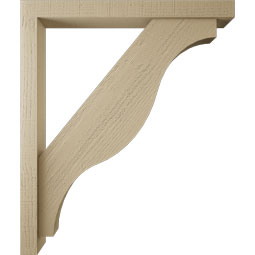 Ekena Millwork - BKTUR0352X32X38FST05RCPR - Timberthane Faux Wood Funston Style Bracket w/ Offset Brace, Block Ends, 3 1/2"W x 32"D x 38"H, Primed Tan