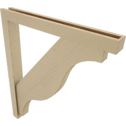 Ekena Millwork - BKTUR0352X32X38FST05RCPR - Timberthane Faux Wood Funston Style Bracket w/ Offset Brace, Block Ends, 3 1/2"W x 32"D x 38"H, Primed Tan