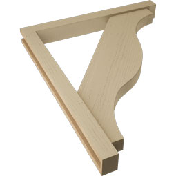 Ekena Millwork - BKTUR0352X32X38FST05RCPR - Timberthane Faux Wood Funston Style Bracket w/ Offset Brace, Block Ends, 3 1/2"W x 32"D x 38"H, Primed Tan