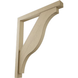 Ekena Millwork - BKTUR0352X32X38FST05RCPR - Timberthane Faux Wood Funston Style Bracket w/ Offset Brace, Block Ends, 3 1/2"W x 32"D x 38"H, Primed Tan