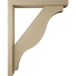Ekena Millwork - BKTUR0352X32X40FST05RCPR - Timberthane Faux Wood Funston Style Bracket w/ Offset Brace, Block Ends, 3 1/2"W x 32"D x 40"H, Primed Tan