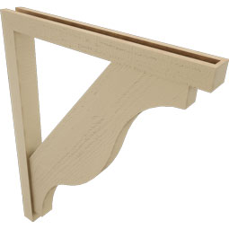 Ekena Millwork - BKTUR0352X32X40FST05RCPR - Timberthane Faux Wood Funston Style Bracket w/ Offset Brace, Block Ends, 3 1/2"W x 32"D x 40"H, Primed Tan