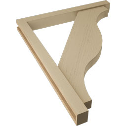 Ekena Millwork - BKTUR0352X32X40FST05RCPR - Timberthane Faux Wood Funston Style Bracket w/ Offset Brace, Block Ends, 3 1/2"W x 32"D x 40"H, Primed Tan