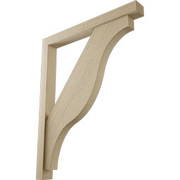 Ekena Millwork - BKTUR0352X32X40FST05RCPR - Timberthane Faux Wood Funston Style Bracket w/ Offset Brace, Block Ends, 3 1/2"W x 32"D x 40"H, Primed Tan