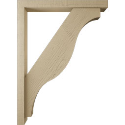 Ekena Millwork - BKTUR0352X32X44FST05RCPR - Timberthane Faux Wood Funston Style Bracket w/ Offset Brace, Block Ends, 3 1/2"W x 32"D x 44"H, Primed Tan