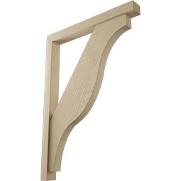 Ekena Millwork - BKTUR0352X32X44FST05RCPR - Timberthane Faux Wood Funston Style Bracket w/ Offset Brace, Block Ends, 3 1/2"W x 32"D x 44"H, Primed Tan