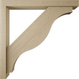Ekena Millwork - BKTUR0352X34X34FST05RCPR - Timberthane Faux Wood Funston Style Bracket w/ Offset Brace, Block Ends, 3 1/2"W x 34"D x 34"H, Primed Tan