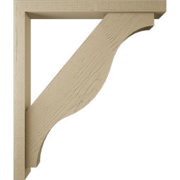 Ekena Millwork - BKTUR0352X34X40FST05RCPR - Timberthane Faux Wood Funston Style Bracket w/ Offset Brace, Block Ends, 3 1/2"W x 34"D x 40"H, Primed Tan