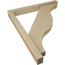 Ekena Millwork - BKTUR0352X34X40FST05RCPR - Timberthane Faux Wood Funston Style Bracket w/ Offset Brace, Block Ends, 3 1/2"W x 34"D x 40"H, Primed Tan