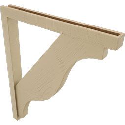 Ekena Millwork - BKTUR0352X34X42FST05RCPR - Timberthane Faux Wood Funston Style Bracket w/ Offset Brace, Block Ends, 3 1/2"W x 34"D x 42"H, Primed Tan