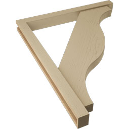 Ekena Millwork - BKTUR0352X34X42FST05RCPR - Timberthane Faux Wood Funston Style Bracket w/ Offset Brace, Block Ends, 3 1/2"W x 34"D x 42"H, Primed Tan