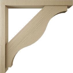 Ekena Millwork - BKTUR0352X36X36FST05RCPR - Timberthane Faux Wood Funston Style Bracket w/ Offset Brace, Block Ends, 3 1/2"W x 36"D x 36"H, Primed Tan