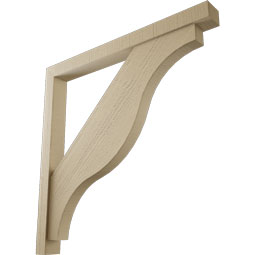 Ekena Millwork - BKTUR0352X36X36FST05RCPR - Timberthane Faux Wood Funston Style Bracket w/ Offset Brace, Block Ends, 3 1/2"W x 36"D x 36"H, Primed Tan