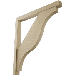 Ekena Millwork - BKTUR0352X36X40FST05RCPR - Timberthane Faux Wood Funston Style Bracket w/ Offset Brace, Block Ends, 3 1/2"W x 36"D x 40"H, Primed Tan
