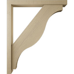 Ekena Millwork - BKTUR0352X36X44FST05RCPR - Timberthane Faux Wood Funston Style Bracket w/ Offset Brace, Block Ends, 3 1/2"W x 36"D x 44"H, Primed Tan