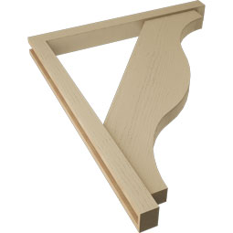 Ekena Millwork - BKTUR0352X36X44FST05RCPR - Timberthane Faux Wood Funston Style Bracket w/ Offset Brace, Block Ends, 3 1/2"W x 36"D x 44"H, Primed Tan