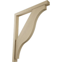 Ekena Millwork - BKTUR0352X36X44FST05RCPR - Timberthane Faux Wood Funston Style Bracket w/ Offset Brace, Block Ends, 3 1/2"W x 36"D x 44"H, Primed Tan
