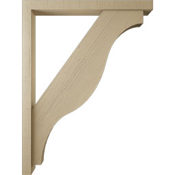 Ekena Millwork - BKTUR0352X36X48FST05RCPR - Timberthane Faux Wood Funston Style Bracket w/ Offset Brace, Block Ends, 3 1/2"W x 36"D x 48"H, Primed Tan