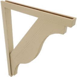 Ekena Millwork - BKTUR0352X36X48FST05RCPR - Timberthane Faux Wood Funston Style Bracket w/ Offset Brace, Block Ends, 3 1/2"W x 36"D x 48"H, Primed Tan