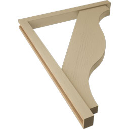 Ekena Millwork - BKTUR0352X36X48FST05RCPR - Timberthane Faux Wood Funston Style Bracket w/ Offset Brace, Block Ends, 3 1/2"W x 36"D x 48"H, Primed Tan