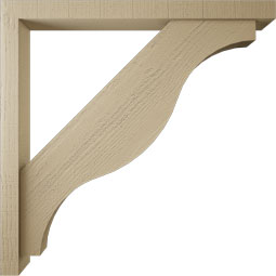 Ekena Millwork - BKTUR0352X38X38FST05RCPR - Timberthane Faux Wood Funston Style Bracket w/ Offset Brace, Block Ends, 3 1/2"W x 38"D x 38"H, Primed Tan