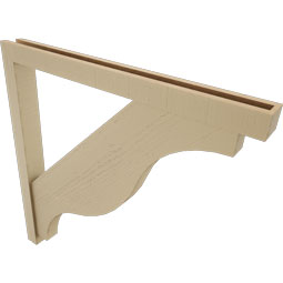 Ekena Millwork - BKTUR0352X38X38FST05RCPR - Timberthane Faux Wood Funston Style Bracket w/ Offset Brace, Block Ends, 3 1/2"W x 38"D x 38"H, Primed Tan