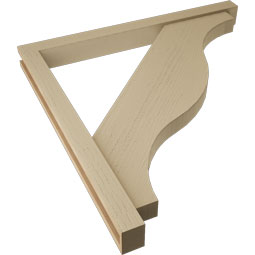 Ekena Millwork - BKTUR0352X38X38FST05RCPR - Timberthane Faux Wood Funston Style Bracket w/ Offset Brace, Block Ends, 3 1/2"W x 38"D x 38"H, Primed Tan