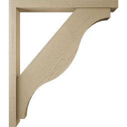 Ekena Millwork - BKTUR0352X38X44FST05RCPR - Timberthane Faux Wood Funston Style Bracket w/ Offset Brace, Block Ends, 3 1/2"W x 38"D x 44"H, Primed Tan