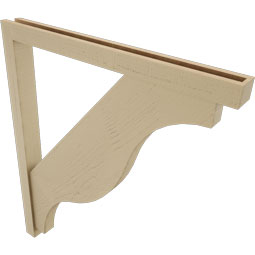 Ekena Millwork - BKTUR0352X38X44FST05RCPR - Timberthane Faux Wood Funston Style Bracket w/ Offset Brace, Block Ends, 3 1/2"W x 38"D x 44"H, Primed Tan