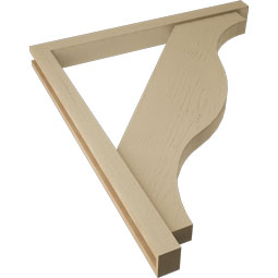 Ekena Millwork - BKTUR0352X38X44FST05RCPR - Timberthane Faux Wood Funston Style Bracket w/ Offset Brace, Block Ends, 3 1/2"W x 38"D x 44"H, Primed Tan