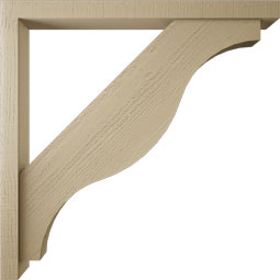Ekena Millwork - BKTUR0352X40X40FST05RCPR - Timberthane Faux Wood Funston Style Bracket w/ Offset Brace, Block Ends, 3 1/2"W x 40"D x 40"H, Primed Tan