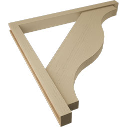 Ekena Millwork - BKTUR0352X40X40FST05RCPR - Timberthane Faux Wood Funston Style Bracket w/ Offset Brace, Block Ends, 3 1/2"W x 40"D x 40"H, Primed Tan