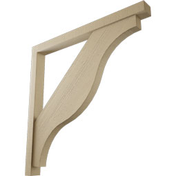 Ekena Millwork - BKTUR0352X40X40FST05RCPR - Timberthane Faux Wood Funston Style Bracket w/ Offset Brace, Block Ends, 3 1/2"W x 40"D x 40"H, Primed Tan