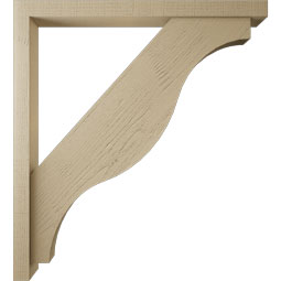 Ekena Millwork - BKTUR0352X40X44FST05RCPR - Timberthane Faux Wood Funston Style Bracket w/ Offset Brace, Block Ends, 3 1/2"W x 40"D x 44"H, Primed Tan