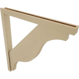 Ekena Millwork - BKTUR0352X40X44FST05RCPR - Timberthane Faux Wood Funston Style Bracket w/ Offset Brace, Block Ends, 3 1/2"W x 40"D x 44"H, Primed Tan