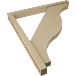 Ekena Millwork - BKTUR0352X40X44FST05RCPR - Timberthane Faux Wood Funston Style Bracket w/ Offset Brace, Block Ends, 3 1/2"W x 40"D x 44"H, Primed Tan