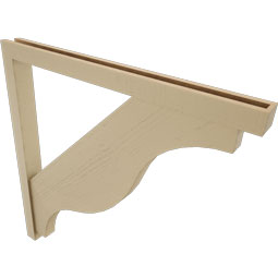 Ekena Millwork - BKTUR0352X42X42FST05RCPR - Timberthane Faux Wood Funston Style Bracket w/ Offset Brace, Block Ends, 3 1/2"W x 42"D x 42"H, Primed Tan
