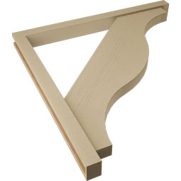 Ekena Millwork - BKTUR0352X42X42FST05RCPR - Timberthane Faux Wood Funston Style Bracket w/ Offset Brace, Block Ends, 3 1/2"W x 42"D x 42"H, Primed Tan