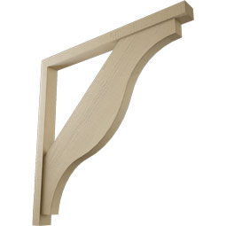 Ekena Millwork - BKTUR0352X42X42FST05RCPR - Timberthane Faux Wood Funston Style Bracket w/ Offset Brace, Block Ends, 3 1/2"W x 42"D x 42"H, Primed Tan
