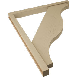 Ekena Millwork - BKTUR0352X42X48FST05RCPR - Timberthane Faux Wood Funston Style Bracket w/ Offset Brace, Block Ends, 3 1/2"W x 42"D x 48"H, Primed Tan