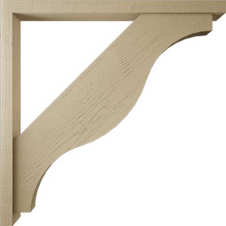 Ekena Millwork - BKTUR0352X46X46FST05RCPR - Timberthane Faux Wood Funston Style Bracket w/ Offset Brace, Block Ends, 3 1/2"W x 46"D x 46"H, Primed Tan