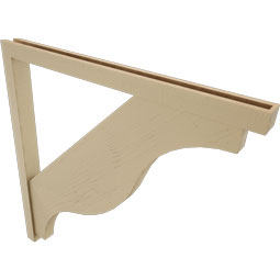 Ekena Millwork - BKTUR0352X46X46FST05RCPR - Timberthane Faux Wood Funston Style Bracket w/ Offset Brace, Block Ends, 3 1/2"W x 46"D x 46"H, Primed Tan