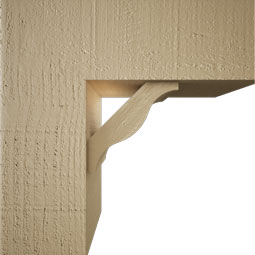 Ekena Millwork - BKTUR0554X14X14FST05RCPR - Timberthane Faux Wood Funston Style Bracket w/ Offset Brace, Block Ends, 5 1/2"W x 14"D x 14"H, Primed Tan